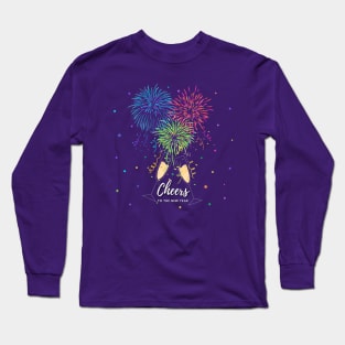 Cheers to the New Year Fireworks, Champagne Flutes and Stars Long Sleeve T-Shirt